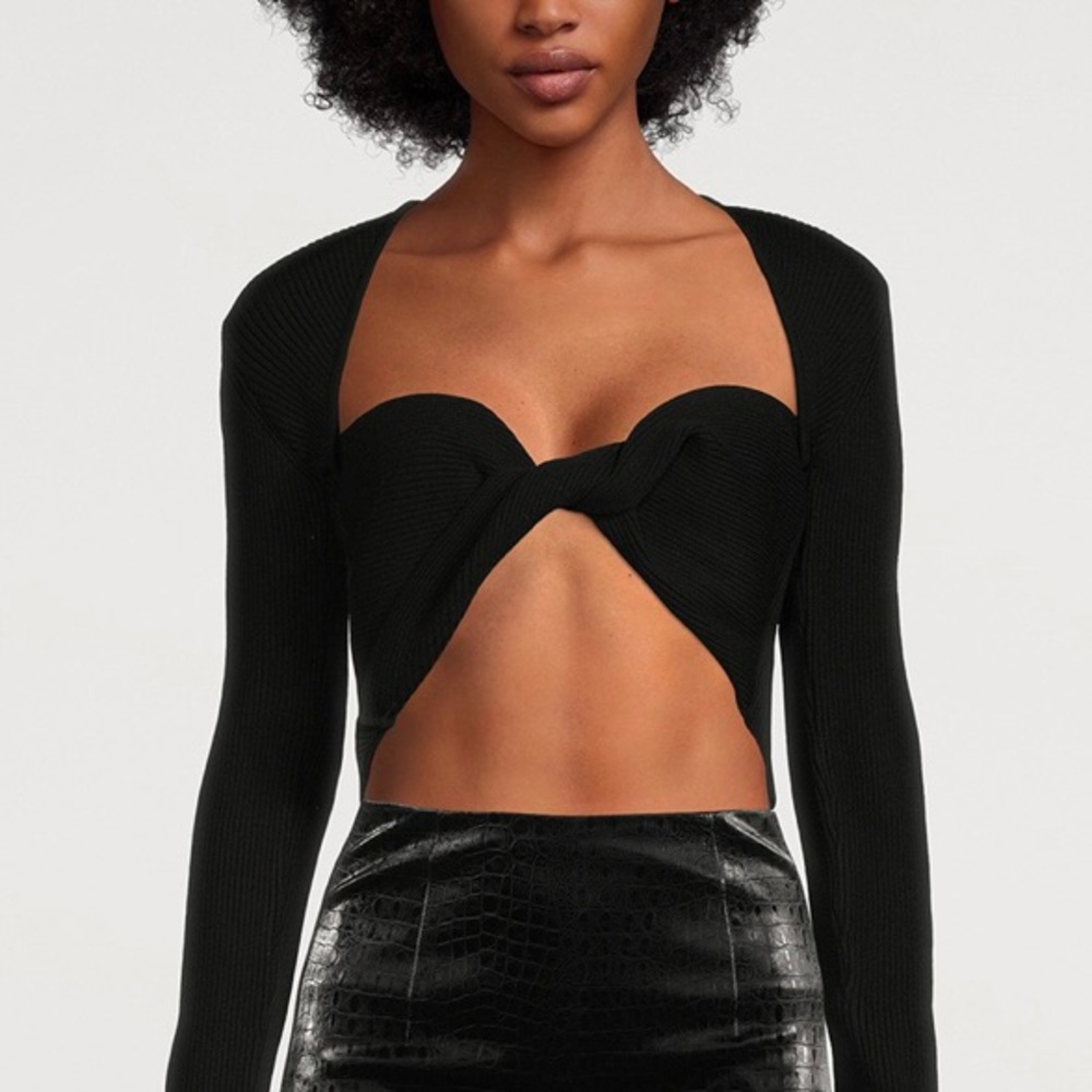 GAUGE81 “LIFA” TWISTED MERINO WOOL BLEND CROP TOP, SZ S BLACK NWT!